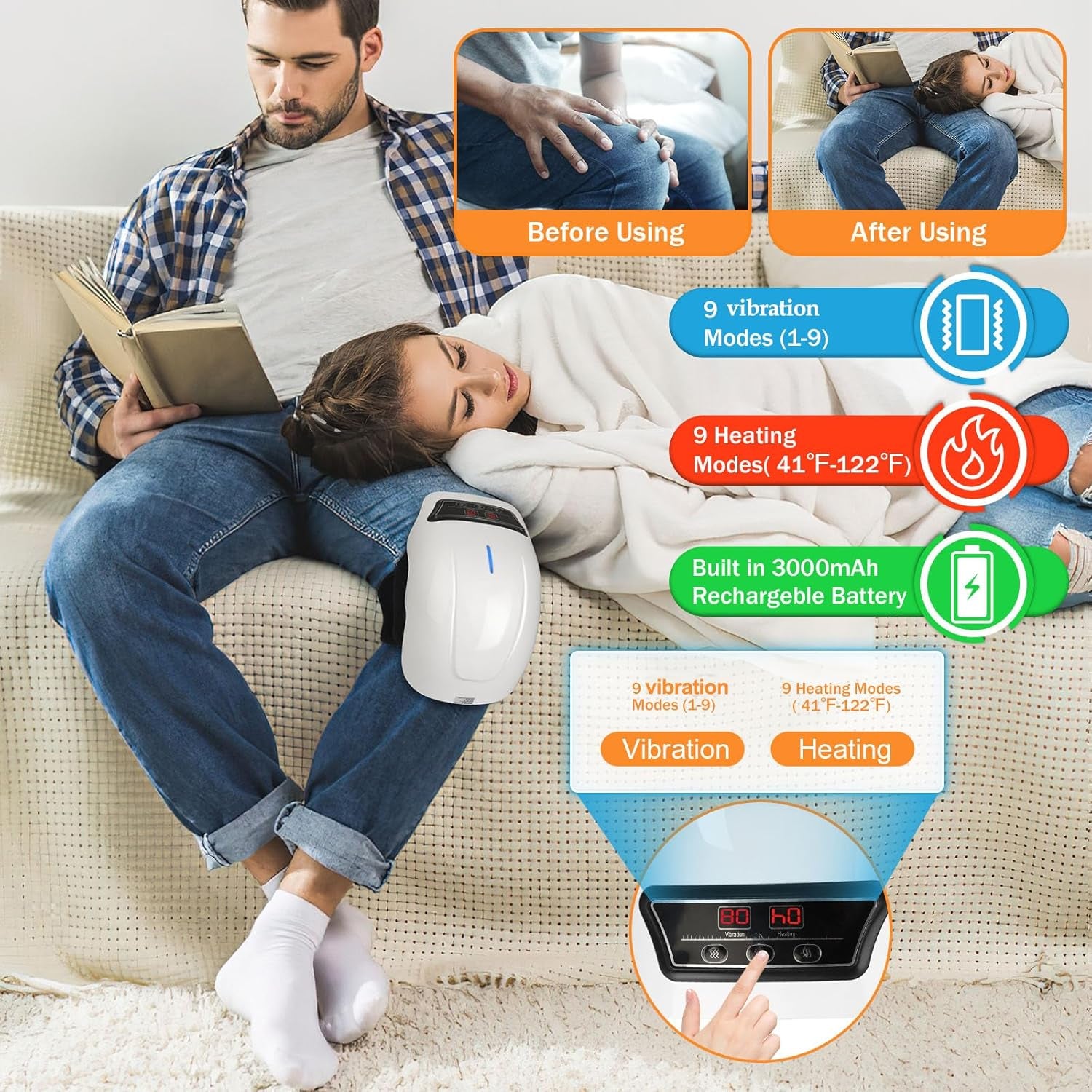 Revitalize Your Knees with Our Heated Knee Massager - Adjustable Temperature & Vibration for Ultimate Comfort